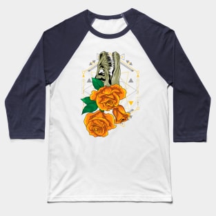 skull roses flowers Baseball T-Shirt